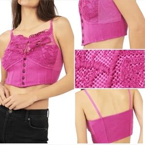 Free People Have My Heart Crop Cotton Camisole in Raspberry NWT